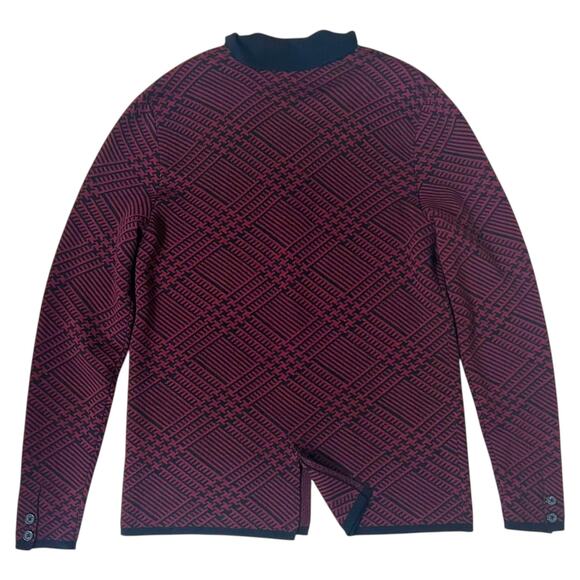 Mr. Turk Men's Size L Button Front Cardigan Sweater Trent Wool Maroon/Black - Picture 7 of 11